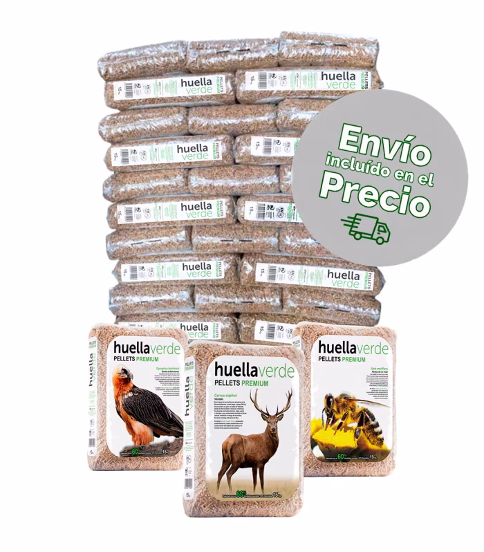 Palet Pellets de Madera Natural 77 Uds de 15 kg c/u