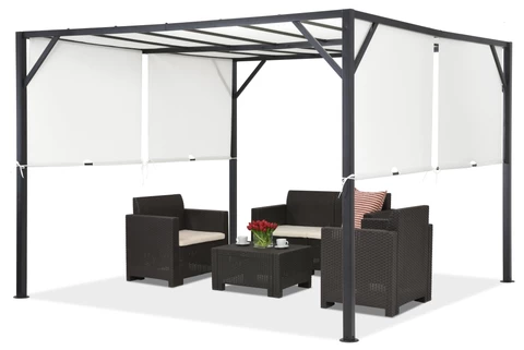 Cobertizo para terraza de terraza metálica antracita y blanca Santorini de 3 x 3 m