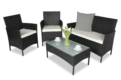 Conjunto de ratán artificial Calabria negro