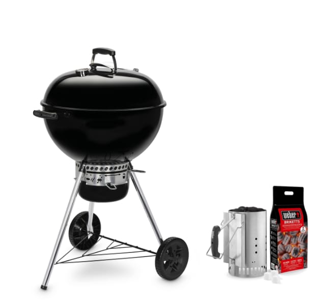 Grill de carbón de carbón WEBER Kit chimenea y 2 kg de briquetas de carbón recomendado para mas de 10 personas