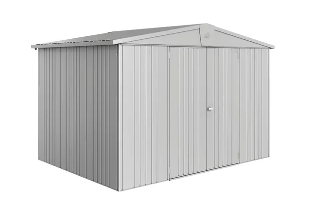 316x209x228 cm — Cabaña de jardín metálica plata Europa – 7,2 m²