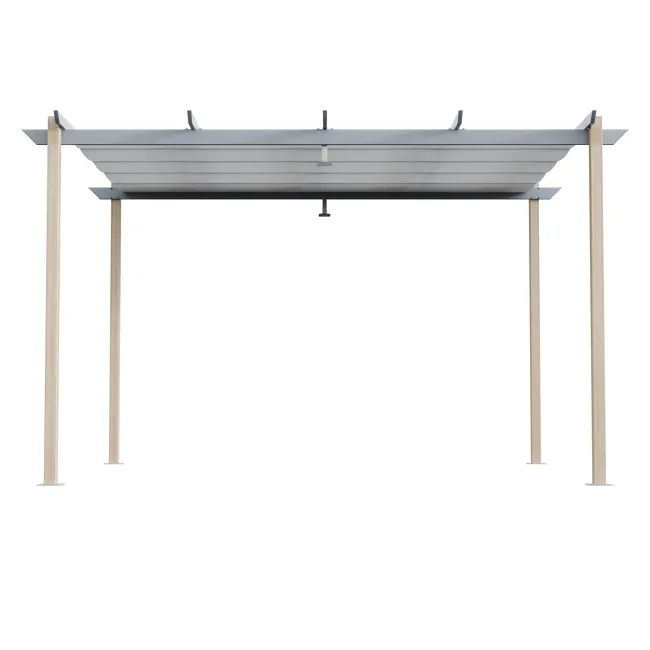 Pérgola Omega Naterial en acero 282x400 cm simil madera