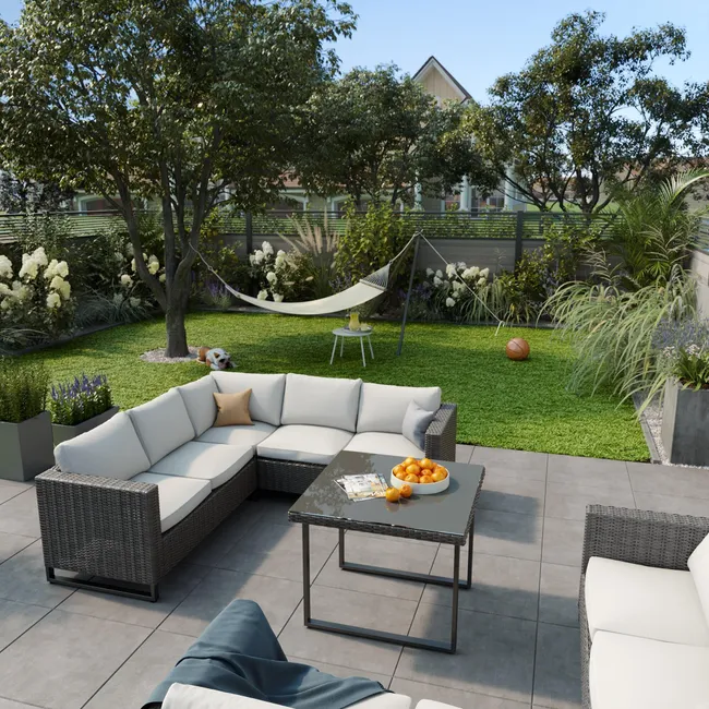 NATERIAL Sofá angolare de jardín en acero Noa