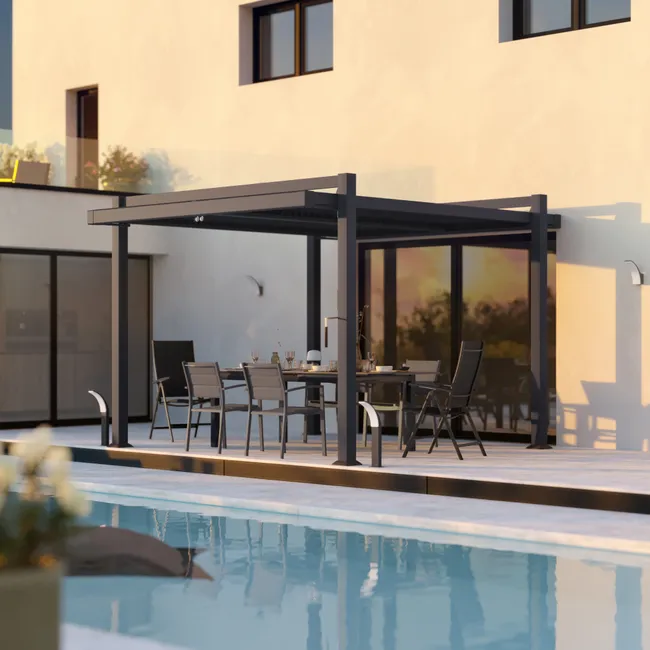 Pérgola en aluminio gris antracita NATERIAL 320x360 cm