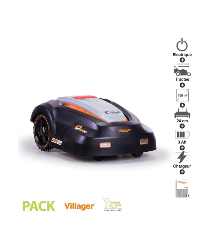 Robot cortacésped autonomo con batería 28V 3Ah Villybot 1.1 para 1000m2 de corte