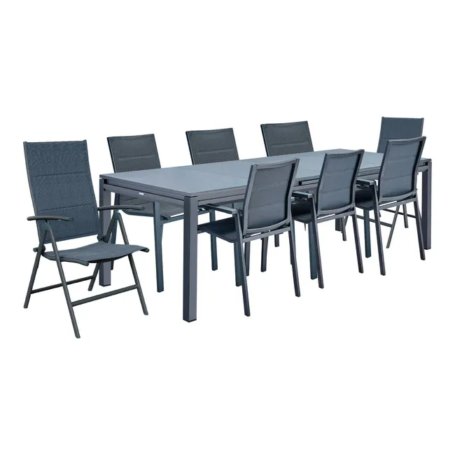 Mesa de jardín extensible en aluminio gris Naterial Odyssea 256/320x76x100 cm