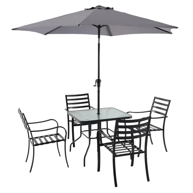 NATERIAL Set de mobili de jardín en acero Rono para 4 persone