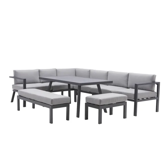 Set de jardín NATERIAL Naxos II en aluminio gris para 10 persone