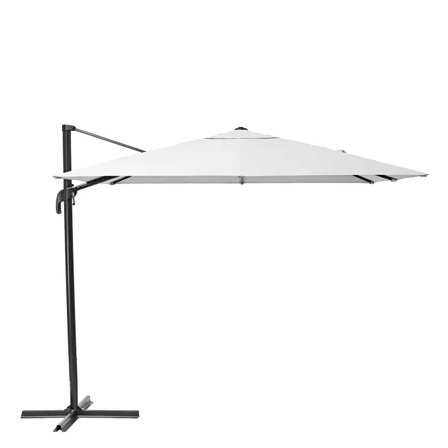 Parasol excéntrico de aluminio / acero NATERIAL Aura blanco 286x286 cm