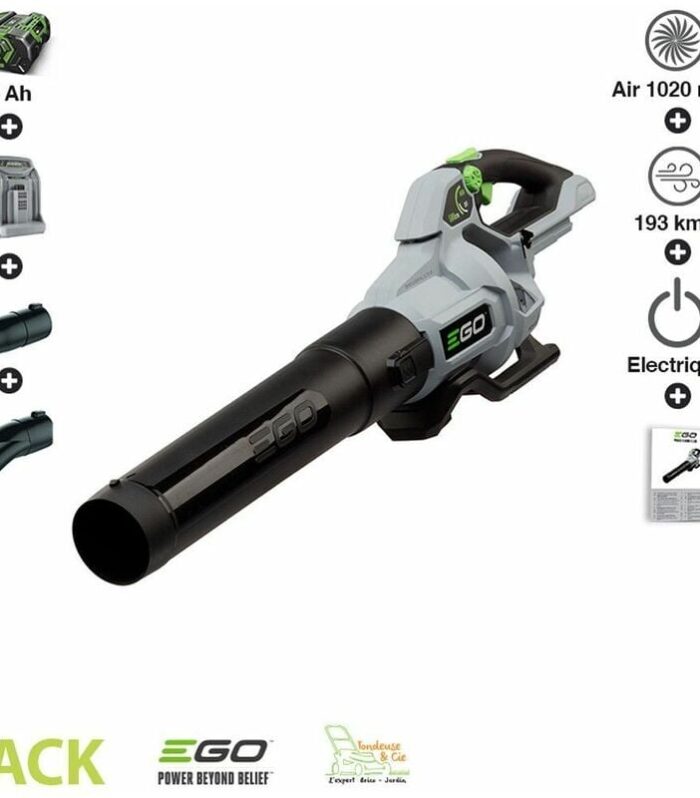 Potente soplador para foglie con batería de 5Ah y caricabatteria rapido EGO LB5804E