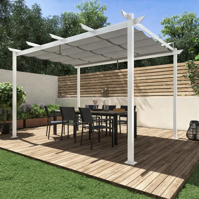 NATERIAL Pérgola Omega en aluminio blanco 282x400 cm