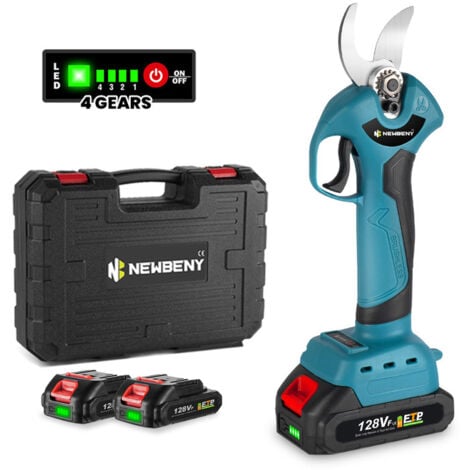 Forbici eléctrico de Potatura, Forbici Cordless 18V, Forbici, Tagliarami de Jardín, + 2 Batterie de 3,0 A + Caricabatterie, Compatibile con Batería Makita