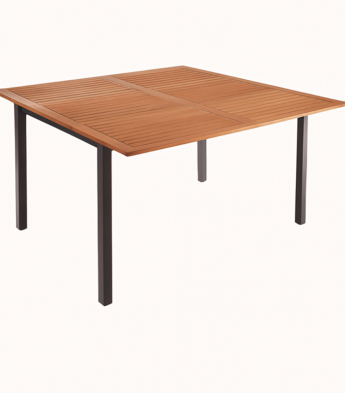 Mesa de jardín extensible cuadrada de eucalipto y aluminio Naterial Oris 4-6 plazas – 147x102 cm