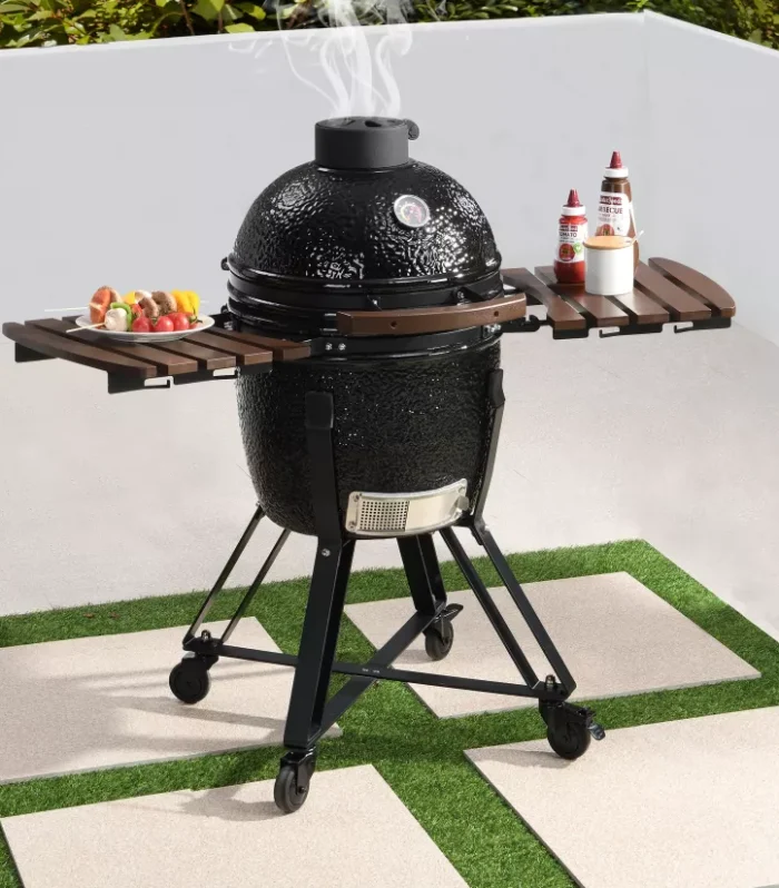 Barbacoa kamado a carbonella 45 x 63 x 105 cm en ceramica y bambù - IZAKI