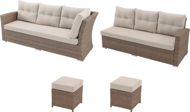 Set de 2 sofás y 2 puf de aluminio y ratán sintético Palermo. Parte conjunto