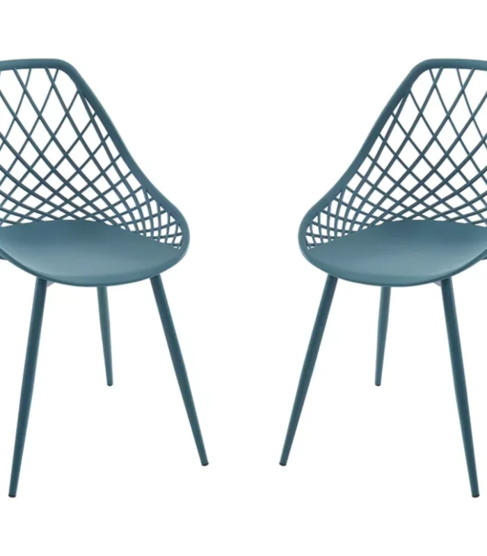 Silla de jardín en polipropilene con piedini en metal verde petrolio - Set de 2 - MALAGA