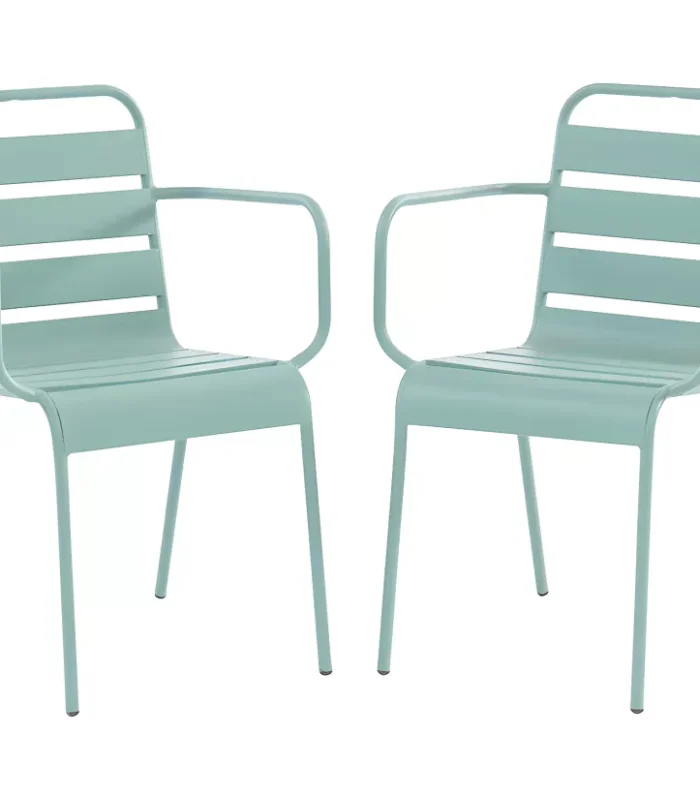 Sillas de jardín impilabili en metal verde almendra - Set de 2 - MIRMANDE