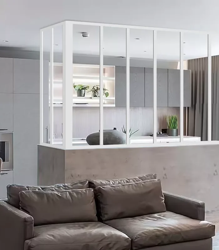 Vetrata angolare L180 x P60 x H130 cm en aluminio termolaccato blanco stile Atelier - BAYVIEW