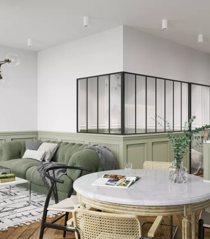 Vetrata angolare L210 x L120 x H105 en aluminio termolaccato stile atelier negro - BAYVIEW